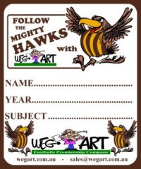 6 x HAWKS SCHOOL BOOK STICKERS FREE POSTAGE